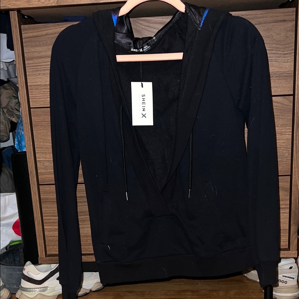 Black Shein X Hoodie, open front v
